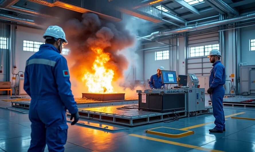 Dans l’Eure, des tests innovants évaluent les risques d’explosion et d’émission de gaz des batteries de véhicules électriques en cas d’incendie