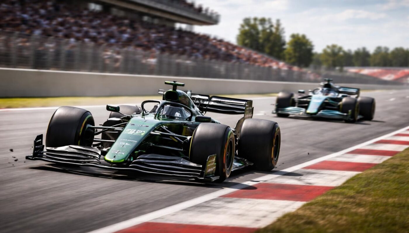 à barcelone, aston martin réalise ses premiers tours d'essai tandis que mercedes confirme sa domination en tête des essais.