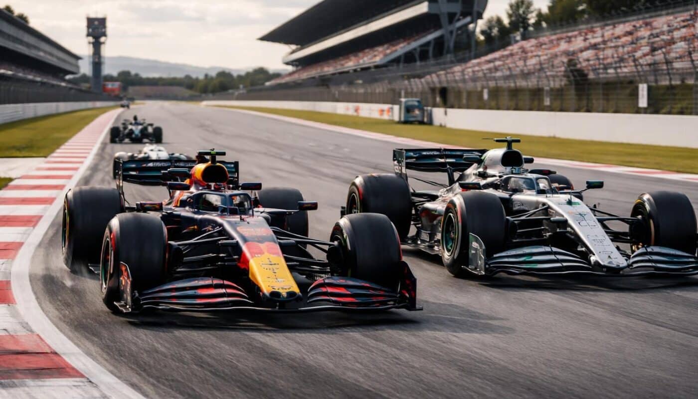 découvrez comment red bull, ferrari et mercedes dominent la piste tandis qu'aston martin fait une apparition surprise lors de la reprise silencieuse de la formule 1 à barcelone.