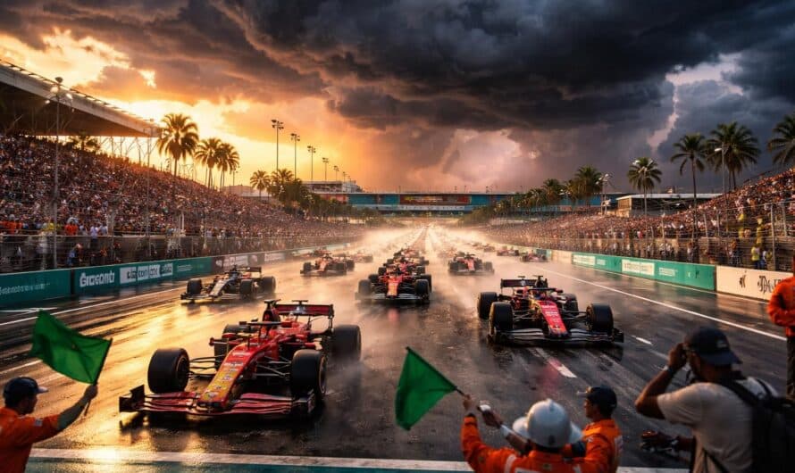 suivez le départ anticipé du grand prix de miami en raison de la menace d'orages, avec toutes les infos et mises à jour en temps réel.