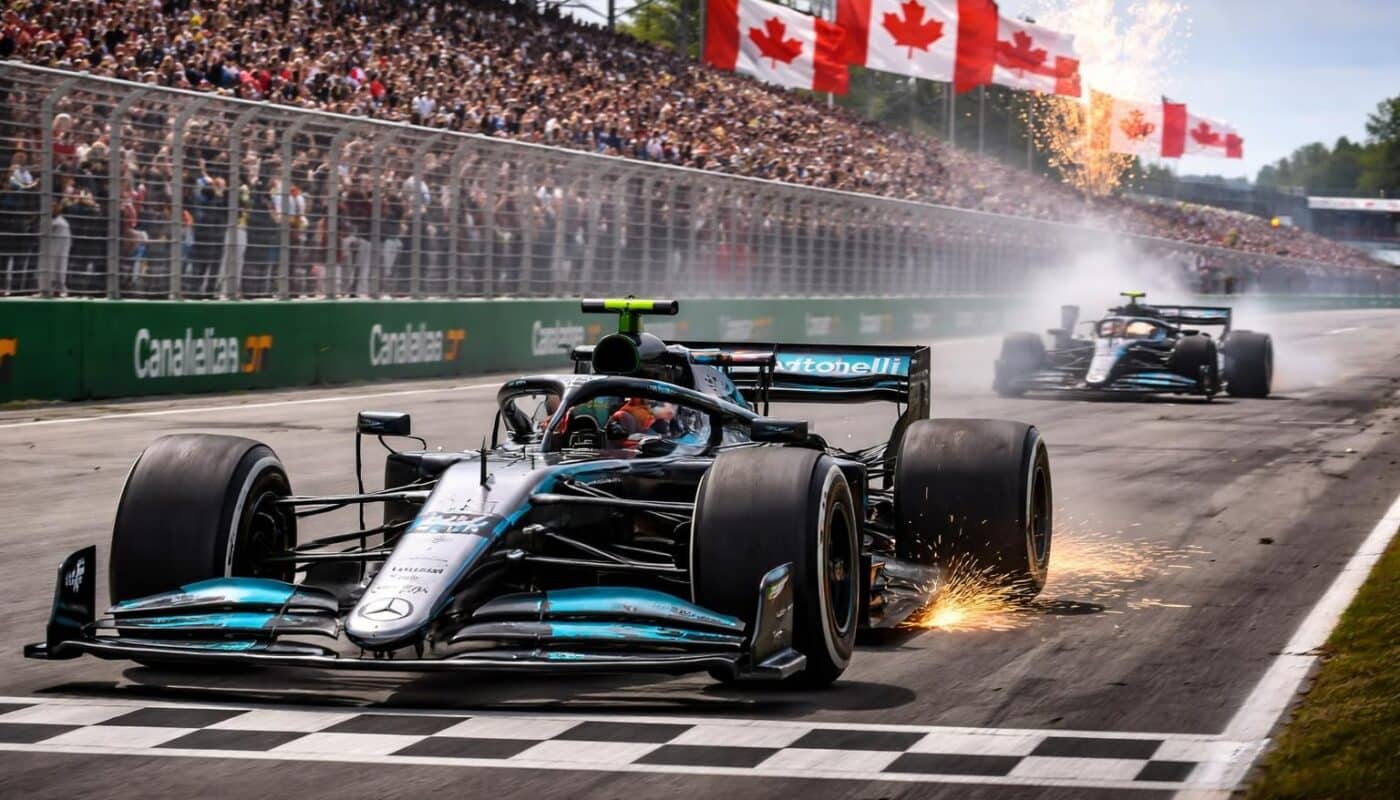kimi antonelli remporte sa 4e victoire consécutive au grand prix du canada, tandis que george russell subit un abandon majeur impactant son classement au championnat.