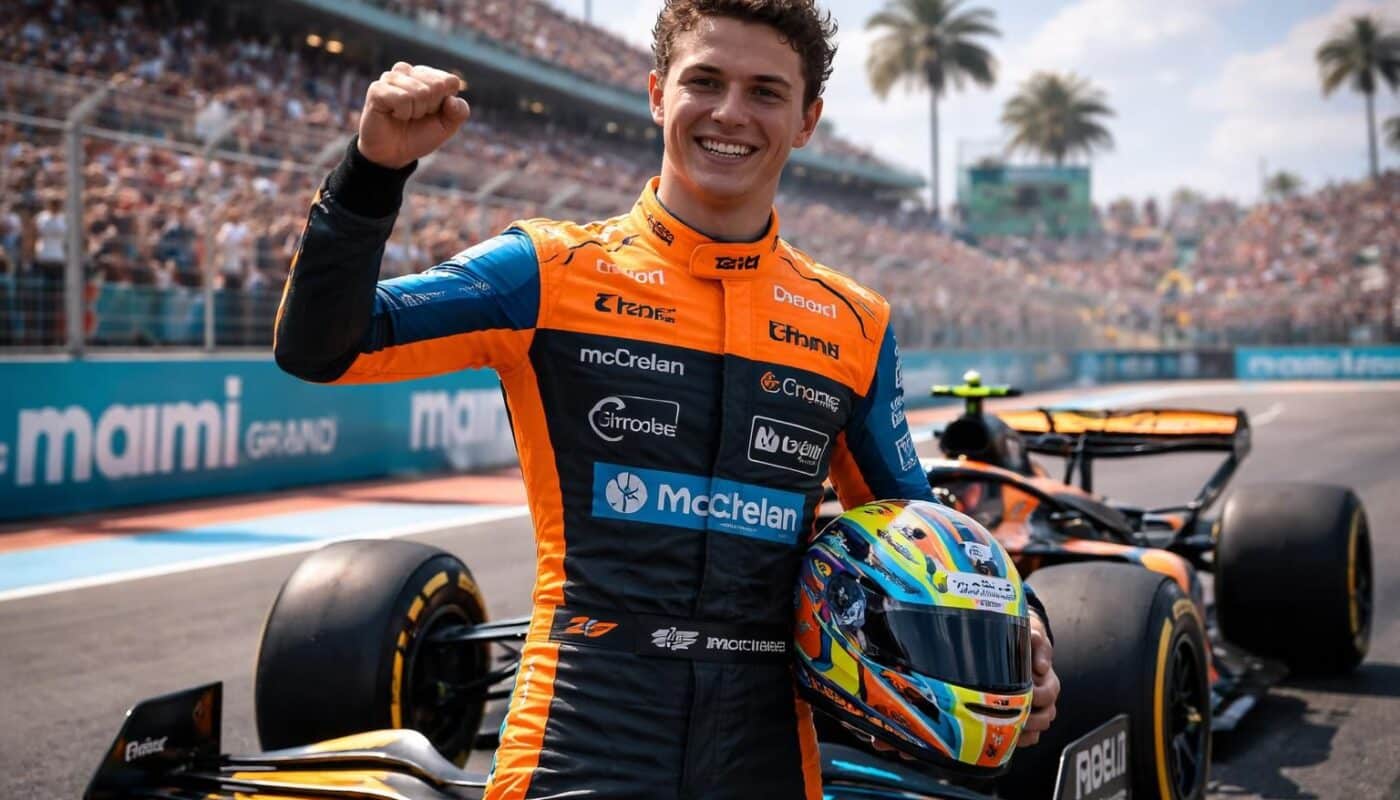 lando norris, champion du monde, signe la pole position de la course sprint à miami dans une compétition de plus en plus intense.