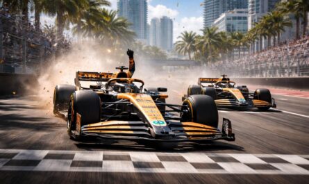 revivez la victoire spectaculaire de mclaren à miami avec lando norris qui remporte la course sprint devant son coéquipier oscar piastri, offrant à l'équipe un doublé éclatant.