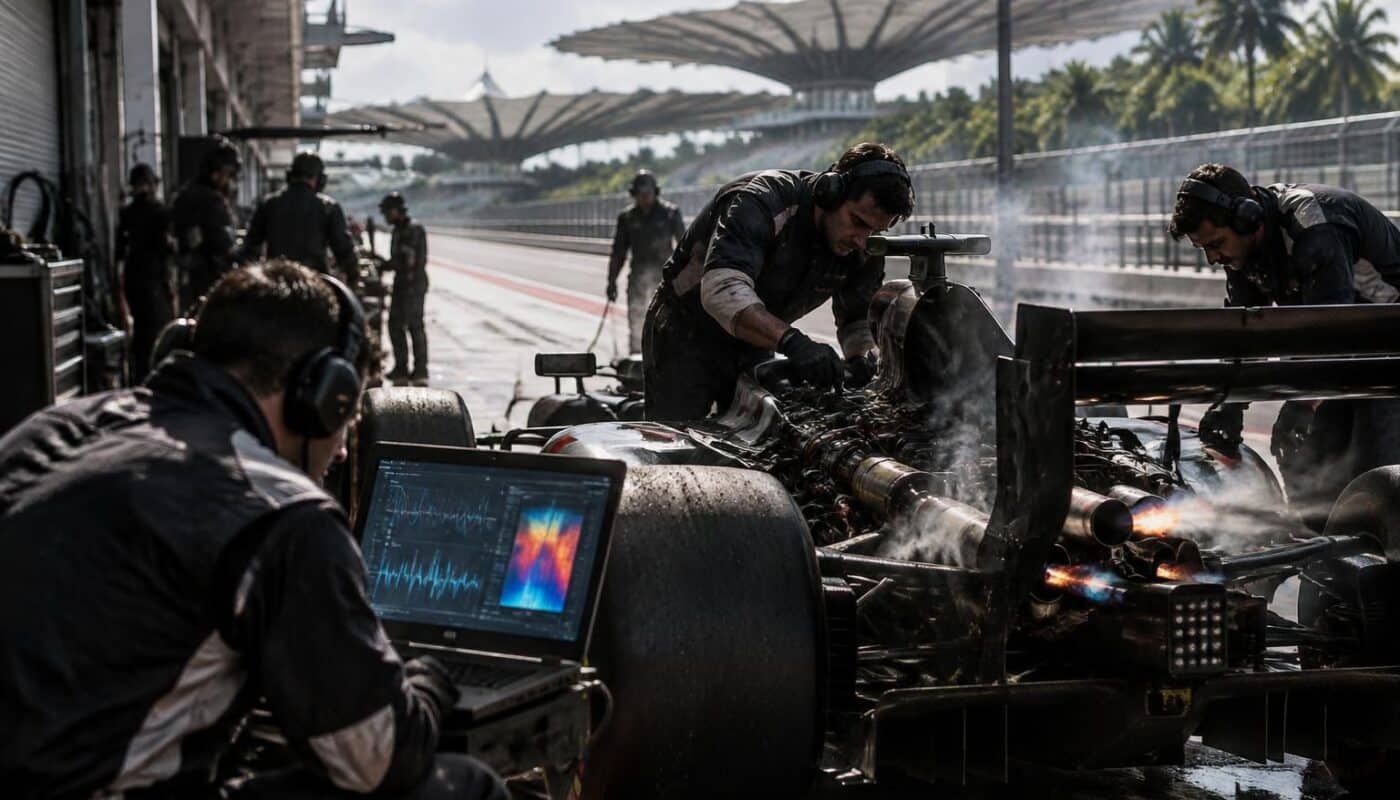 à sepang, un bug technique fait redouter des ratés moteur et soulève des inquiétudes sur la fiabilité des machines.