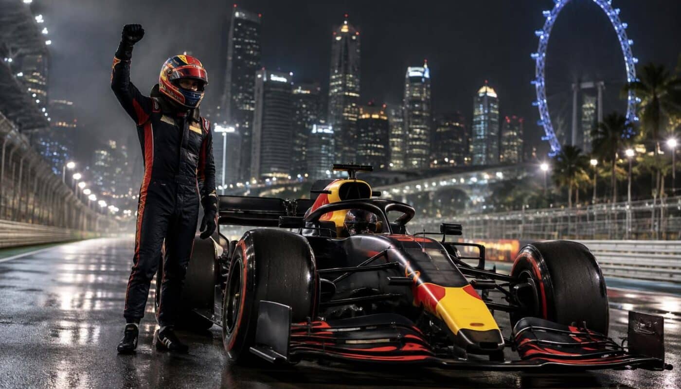 à singapour, max verstappen signe la pole position et poursuit un week-end parfait. le pilote se dit confiant : « nous sommes sur une bonne lancée ».