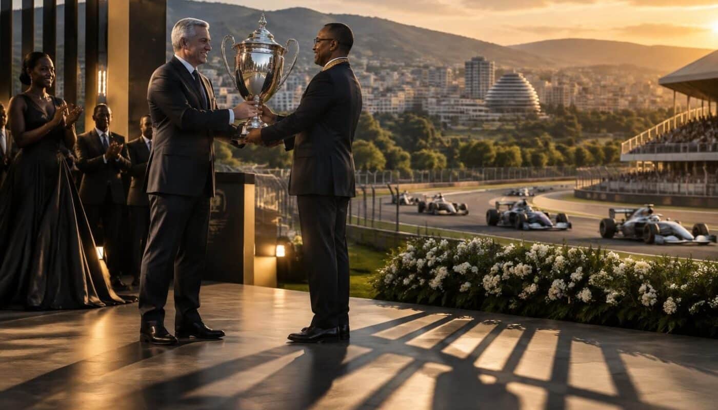 amnesty international accuse la formule 1 de contribuer au sportwashing au rwanda en y remettant un trophée, alors que le pays ambitionne d’accueillir un grand prix.