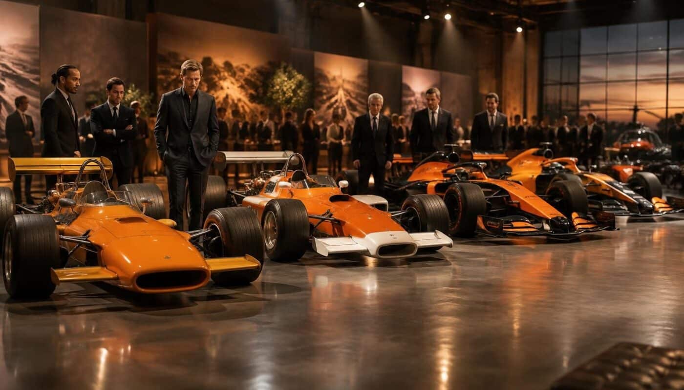 mclaren met aux enchères cinq formule 1 d’exception, pilotées par des champions du monde et brad pitt : découvrez ces monoplaces de légende.