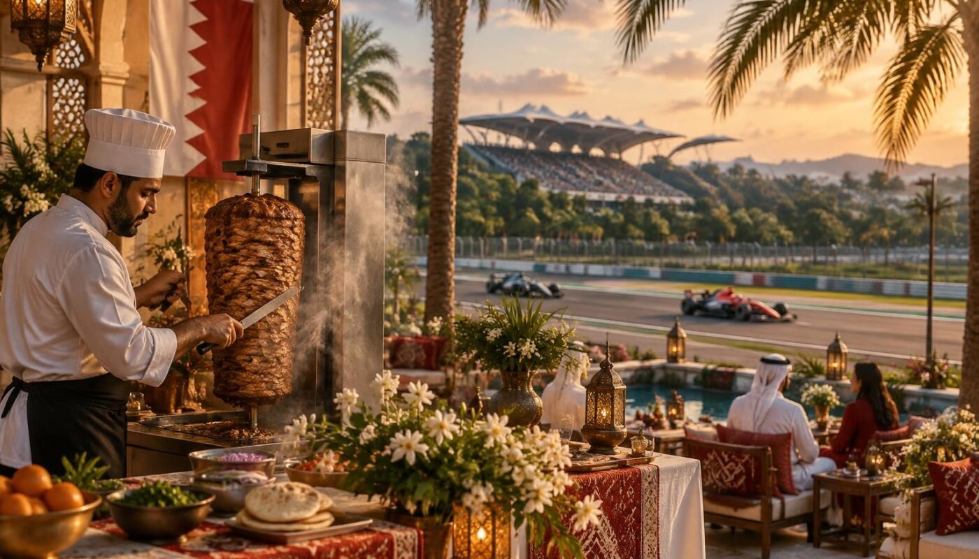 délocalisé en malaisie, le grand prix de bahreïn fait vivre son identité à travers ses palmiers, ses shawarmas et les parfums de fleur d’oranger.